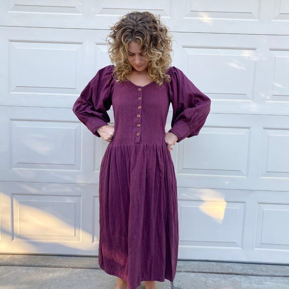 Vintage Dresses & Skirts - vintage 1990s maroon dress by El Huarache